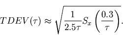 \begin{displaymath}
S_{A}(f)=\frac{\sigma^2}{2B_n}\frac{f_0}{f}.\end{displaymath}